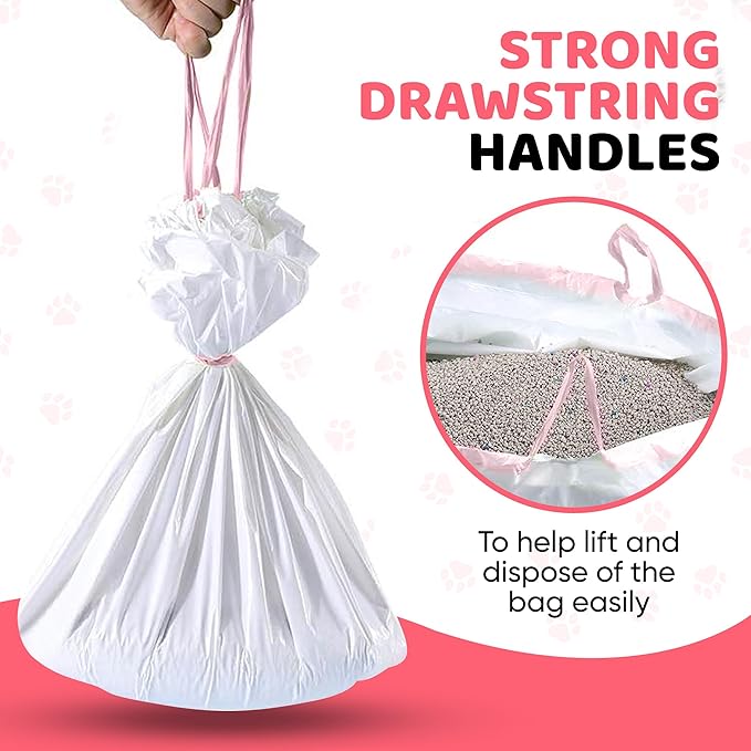 Cat Litter Box Liners 30 Count Drawstring Kitten Waste Bag-Mewly Pet