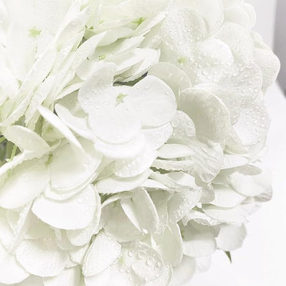 YalzoneMet 4Pcs Real Touch Hydrangea White Artificial Flowers 21'' Faux Latex Big Hydrangea Flowers for Wedding Table Centerpieces Fake Flowers for Party Home Kitchen Living Room Decor