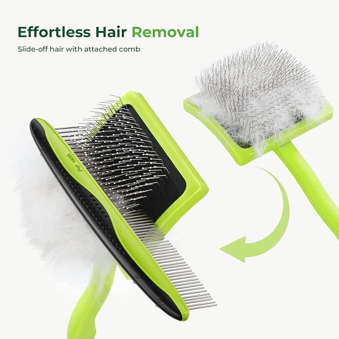 Pecute Slicker Brush for Dogs Cats with Air-Cushion and Soft Pins, Dog Brush for Shedding Massaging Grooming, Lightweight Cat Brush with Pet Comb, Gently Removes Loose Fur Undercoat-Mewly Pet