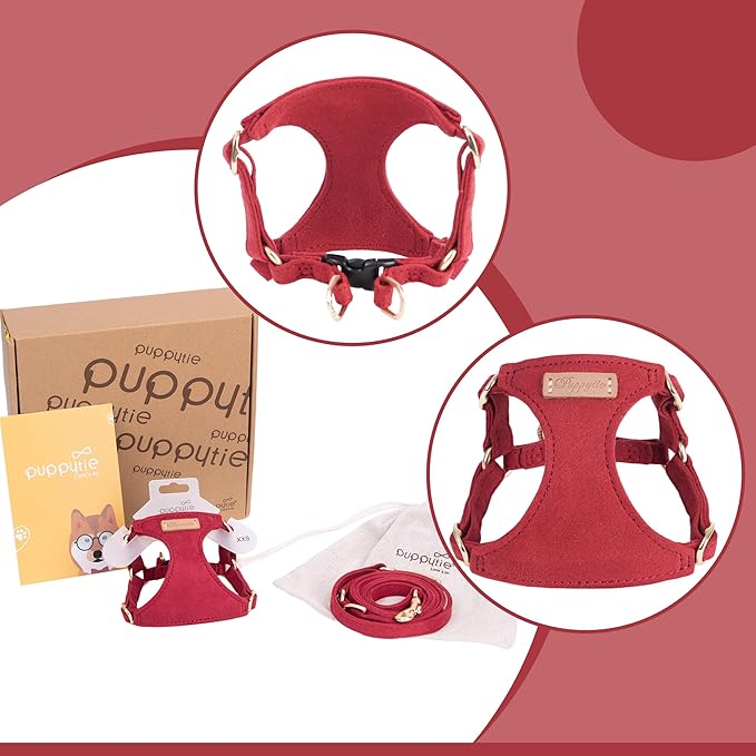 Puppytie No Pull Dog Harness with Multifunction Dog Leash,Soft Adjustable No Choke Escape Proof Pet Harness Vest for Medium Dogs or Large Dogs,red Hawthorn,M-Mewly Pet