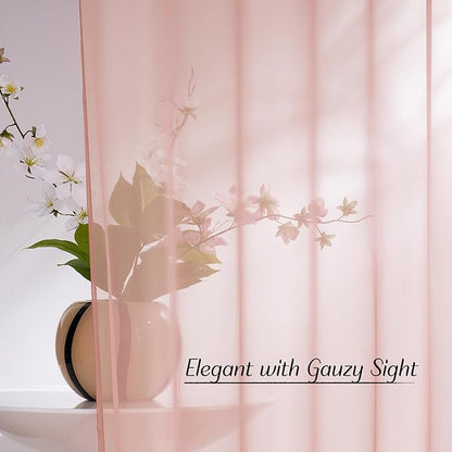 NICETOWN Light Pink Sheer Curtains for Girls Room 84 inch Length, Grommet Casual Voile Sheer with Light Filtering Window Treatments for Nursery Room, 2 Panels, W54 x L84