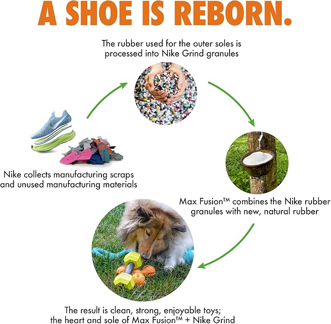 Max Fusion with Nike Grind, Arlee Spiro Football Treat Dispensing Dog Toy, Durable Dog Treat Toy, XL-Mewly Pet