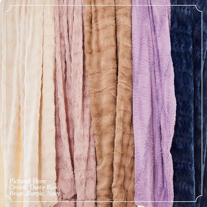 The Connecticut Home Co Bedding Blanket, Twin 80x60, Soft Fluffy Room Decor, Cozy Warm Throws for Bed, Gifts for Women, Bedroom Cute Aesthetic Blankets Faux Fur and Sherpa Dusty Rose