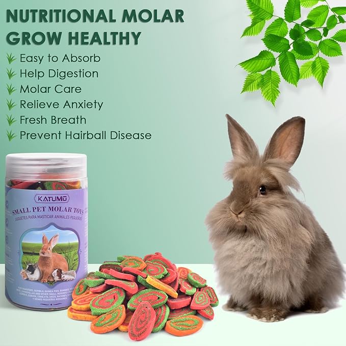 KATUMO Rabbit Toys, 220g / 7.7oz Rabbit Treats Bunny Chews Guinea Pig Molar Treats for Bunny, Hamster, Chinchilla, Gerbil, Other Small Rodents-Mewly Pet