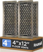 4x12 Inches 4 Pack Heavy Duty Walkable Floor Register - Easy Adjust Air Supply Lever Decorative Floor Vent Covers, Boston Design Vent Covers for Home - Antique Brass