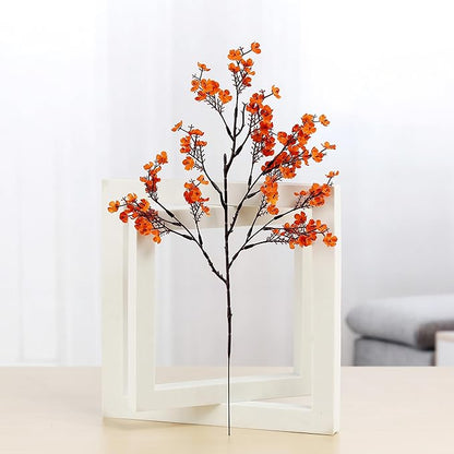JAKY-Global Babys Breath Orange Silk Artificial Flowers 6 Bundle European Fake Silk Plants Decor Wedding Party Farmhouse Decoration Bouquets Real Touch DIY Home Garden (Orange 6pcs)