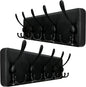 WEBI Rustic Coat Rack Wall Mount,Wood Coat Hooks Wall Mounted Coat Hanger,16" Hole to Hole,Hook Rack Rail,5 Triple Hooks for Hanging Coats,Hats,Jacket,Clothes,Entryway,Black,2 Packs