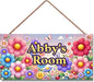 Personalized Sign Butterfly Sign Wall Art Décor For Kids Room Custom Name Door Decor, Flowers Floral Nursery Art Plate For Girls Room Boys Bedroom Garden