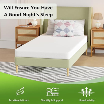BestMassage | 5 Inch Twin XL Mattress | Gel Memory Foam | Medium Firm Feel | White | Bed in a Box, CertiPUR-US Certified | Pressure Relief, Cooling Ventilated Foam | Breathable Knit Cover