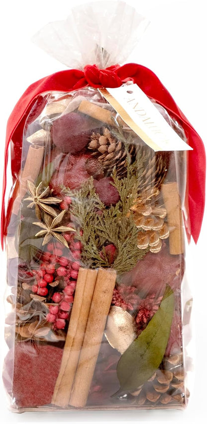 ANDALUCA Holiday Natural Pomegranate Pinecone Fragrance Potpourri with Fragrance Vial (Pomegranate Pinecone)