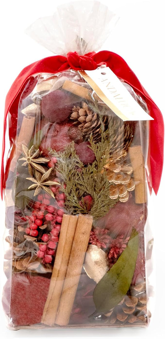 ANDALUCA Holiday Natural Pomegranate Pinecone Fragrance Potpourri with Fragrance Vial (Pomegranate Pinecone)