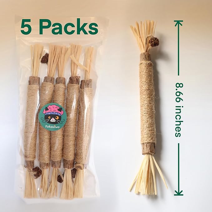 8.66 inches Silvervine Sticks Cat Toys, Natural Catnip Kittens Chew Toy for Teeth Cleaning,Big Catmint Blend Stick, Dental Kitty Chews for Indoor(5 Pack)-Mewly Pet