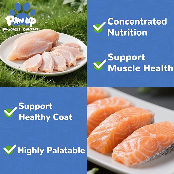 Freeze Dried Raw Dog Food, Chicken & Salmon Recipe Dog Food Topper, High Protein, Rawhide Free, Gluten&Grain Free for Dogs, Cats, 5.3oz-Mewly Pet