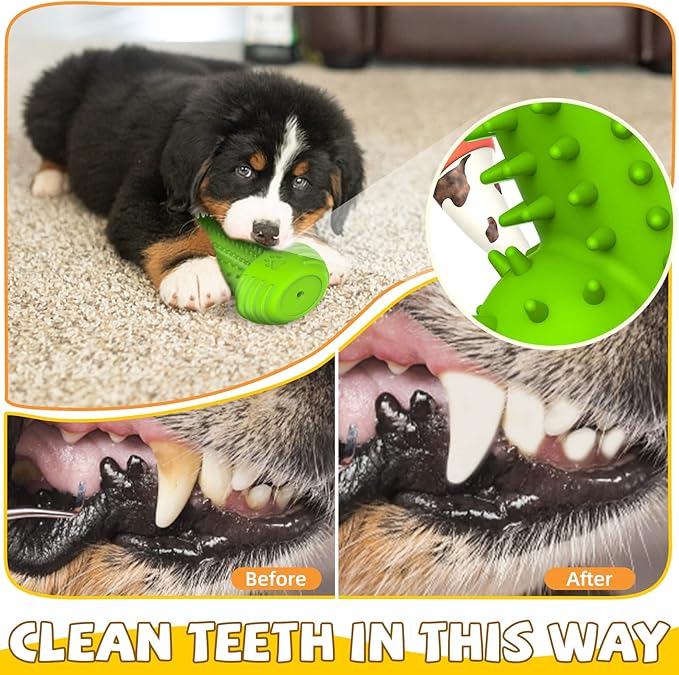 Christmas Dog Gifts, Dog Toys for Small Dogs Dog Toothbrush for Teething Cleaning, Rubber Squeaky Toys for Puppy-Mewly Pet