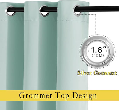 NICETOWN Room Darkening 118 inch Long Curtains, Grommet Thermal Drapes Weighted Room Divider Wide Window Treatments for Living Room, W66 x L118, Aqua Blue, 2 Panels