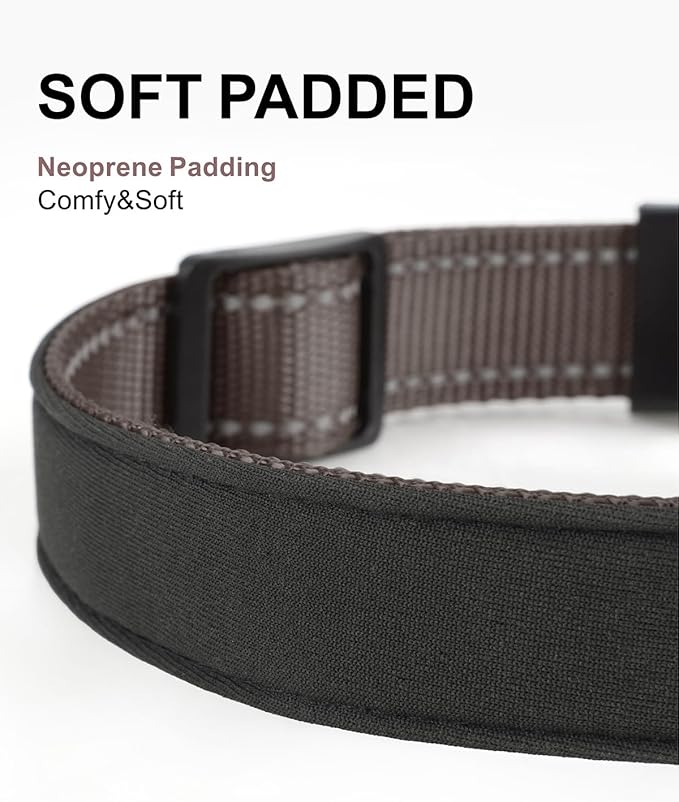 TagME Airtag Dog Collar,Waterproof Reflective Pet Collar with Airtag Holder,Soft Padded and Double D-Rings for Medium Dogs,Brown-Mewly Pet