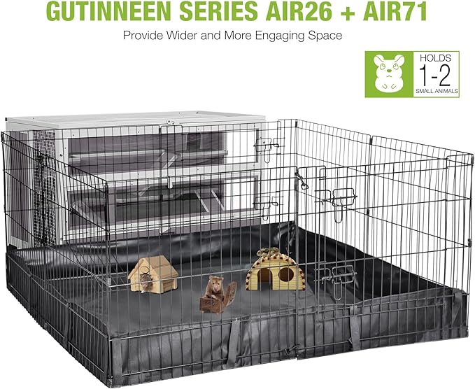 GUTINNEEN Guinea Pig Cages - Metal Iron Frame, Hamster Cage with Chew-Proof Aluminum Edges, Movable Small Animal Hideout with Leak-Proof Tray, White-Mewly Pet