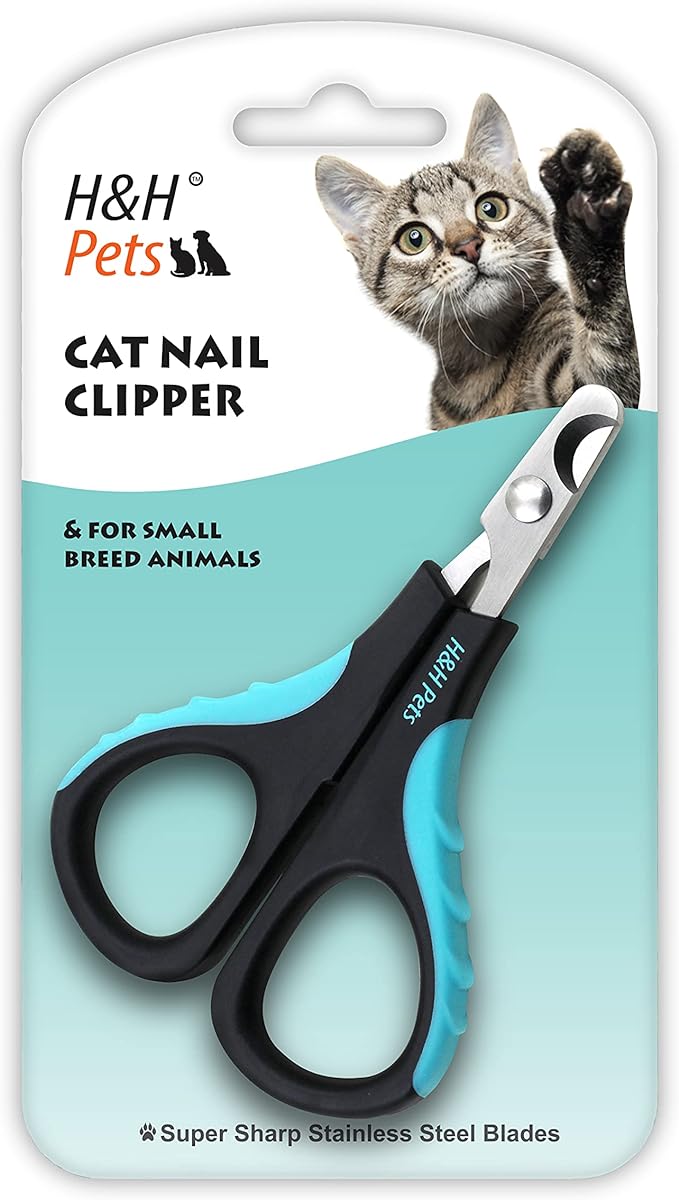 Cat Nail Clipper by H&H Pets - Professional Sharp Stainless Steel Claw Clipper Trimmer with Sturdy Non Slip Handles - for Small Animal & Cats Nail Cutter-Mewly Pet