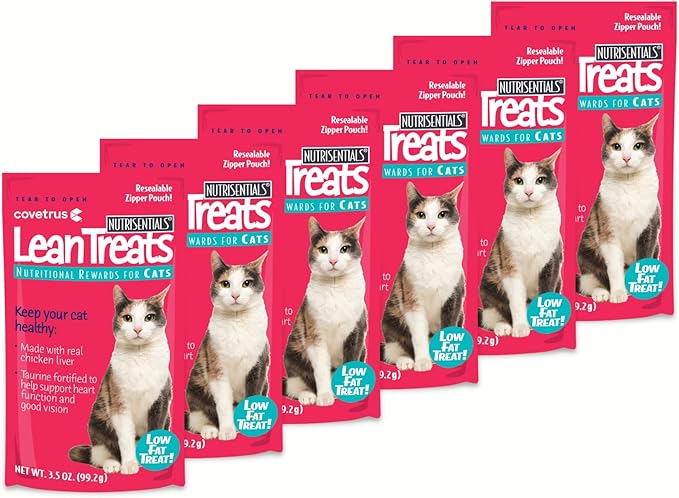 Covetrus Nutrisential Lean Treats for Cats - Soft Cat Treats for Small, Medium, Large Cats - Nutritional Low Fat Bite Size - Chicken Flavor - 6 Pack - 3.5oz-Mewly Pet