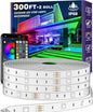 AILBTON 300ft Outdoor LED Strip Lights Waterproof,IP68 Outside Led Light Strips Waterproof with Bluetooth App Remote Control,Music Sync RGB Exterior Led Rope Lights,for Balcony,Deck,Roof,Garden,Pool