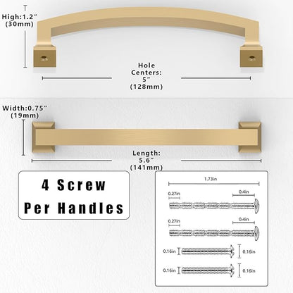 AR004 10 Pack Champagne Bronze Cabinet Pulls 5 Inch(128mm) Kitchen Cabinet Handles Solid Zinc Alloy Cabinet Hardware Drawer Pulls