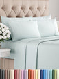 King Sheets Set 6 Piece - Includes 4 Pillowcases - Bed Sheets King Size - Soft Hotel Luxury Bedding - Cooling, Comfy, Cozy & Breathable - 1 Flat & 1 Fitted & 4 Pillowcases w/ Deep Pockets - Ice Blue