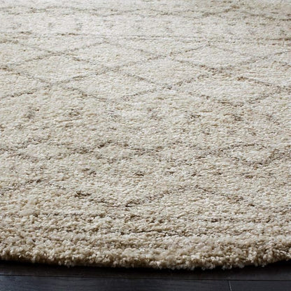 SAFAVIEH Arizona Shag Collection Area Rug - 10' Round, Ivory & Beige, Moroccan Design, Non-Shedding & Easy Care, 1.6-inch Thick Ideal for High Traffic Areas in Living Room, Bedroom (ASG741A)