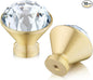 QOGRISUN 10-Pack Brass Crystal Cabinet Knobs,Glass Crystal Gold Drawer Knobs,1-1/4-Inch Diamond, Decorative Dresser Pulls, Modern Cabinet Hardware