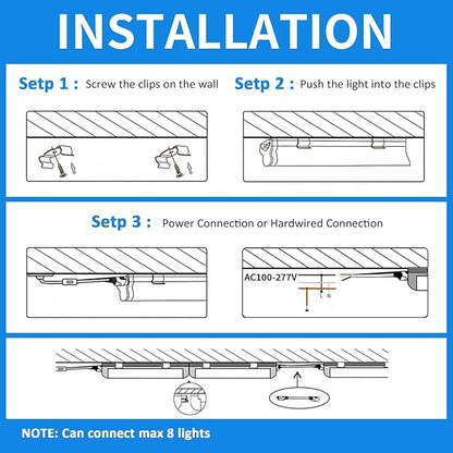 CNSUNWAY LED Shop Lights 2FT, 20W 5000K Daylight White Under Cabinet Lighting, V-Shaped Linkable T8 Tube Light Fixtures, Shop Light for Workbench, Kitchen, Workshop, ETL Listed(6 Pack)