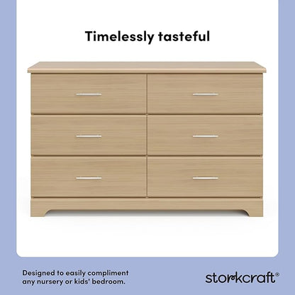 Storkcraft Brookside 6-Drawer Dresser (Driftwood) – GREENGUARD Gold Certified, Wood Dresser for Bedroom, Kids & Nursery Storage Chest, Safety Interlocking Drawers, Pre-Installed Tracks, Kids Chest