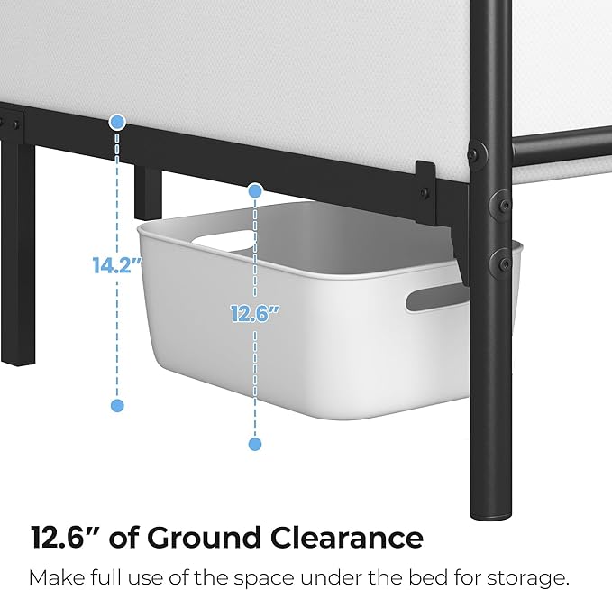 Yaheetech Queen Size Metal Platform Bed Frame with Simple Headboard and Footboard, Mattress Foundation for Under Bed Storage, Steel Slat Support, No Box Spring Needed, Easy Assembly, Black