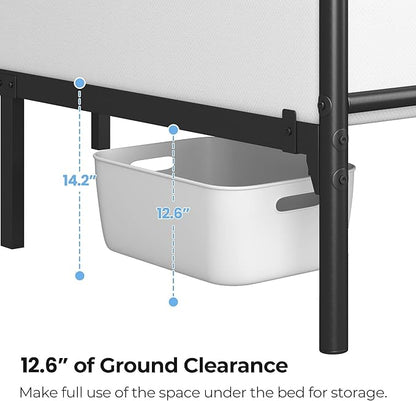 Yaheetech Queen Size Metal Platform Bed Frame with Simple Headboard and Footboard, Mattress Foundation for Under Bed Storage, Steel Slat Support, No Box Spring Needed, Easy Assembly, Black