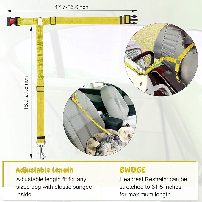 BWOGUE Pet Dog Cat Seat Belts, Car Headrest Restraint Adjustable Safety Leads Vehicle Seatbelt Harness (1 Pack)-Mewly Pet