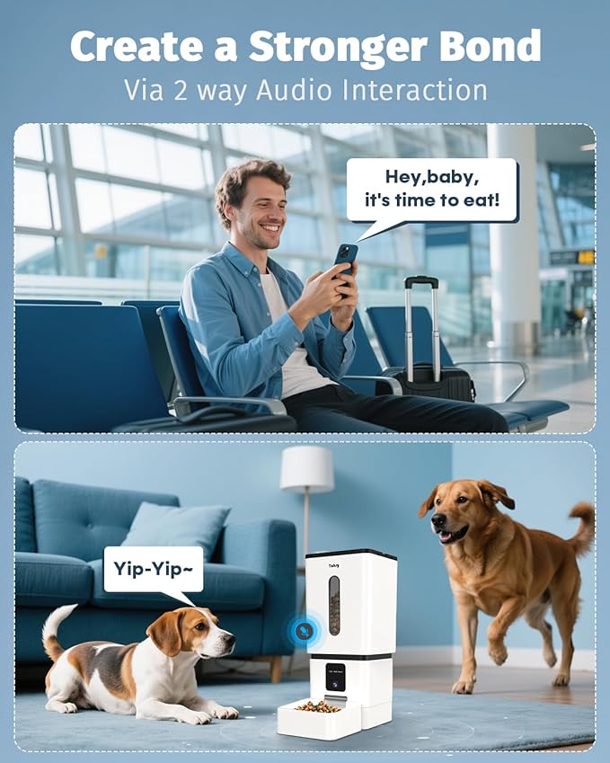 Automatic Dog Feeder Large Breed with Camera - 12L/50 Cups 5G WiFi App Control Dog Food Dispenser, Easy Setup, HD 1080P Video with Night Vision by Yakry-Mewly Pet