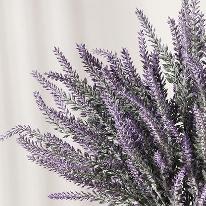 Artificial Lavender Flowers with Vase,Fake Lavender Plant Artificial in Metal Vase for Kitchen Counter Rustic Farmhouse Decor (Family,Purple)