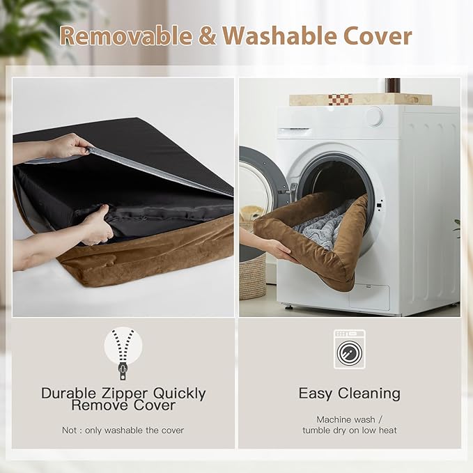 WNPETHOME XL Extra Large Dog Bed, Washable Dog Couch with Removable Waterproof Cover, Orthopedic Large Pet Sofa Bed with Bolster Sides for Sleeping-Mewly Pet