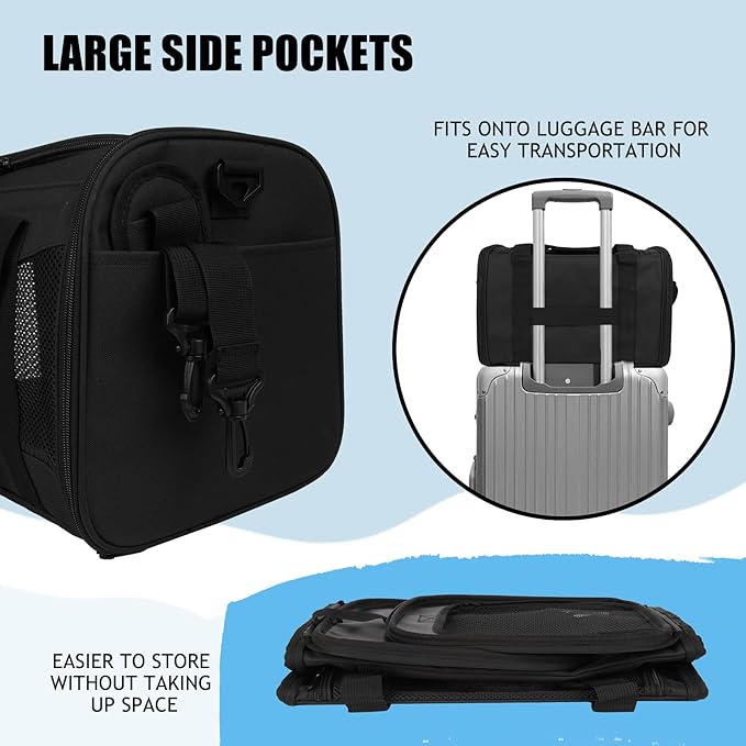 Carriers Soft-Sided Pet Carrier for Cats Dogs Under 15 lbs,TSA Airline Approved with 4 Ventilated Windows(Medium,Black)-Mewly Pet