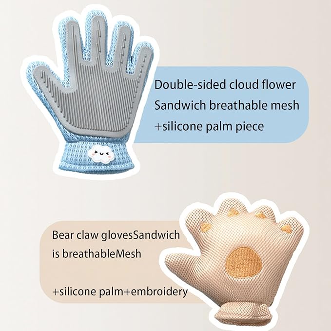 Zoocozy 2 in 1 Pet Hair Removal Glove for Cat Dog, Indoor Cat Grooming Gloves, Pet Washing Brush for Shedding Massage - Double-Sided Available(Brown)-Mewly Pet