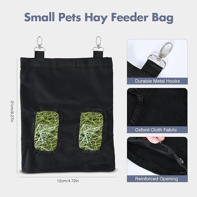 Rabbit Water Bottle 33oz Hamster Water Bottle Hanging Guinea Pig Water Dispenser Include Hay Feeder Bag Set for Bunny Small Pet Animal-Mewly Pet