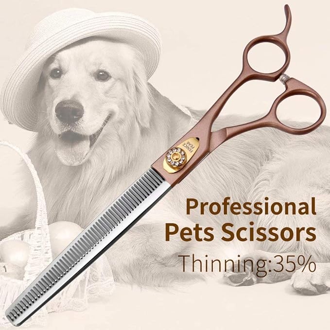 Fenice Peak Professional Thinning Scissors for Dog Cat 7/7.5'' Pet Grooming Scissors 440C Stainless Steel Thinning Shears for Dogs 50/56 Teeth-Mewly Pet