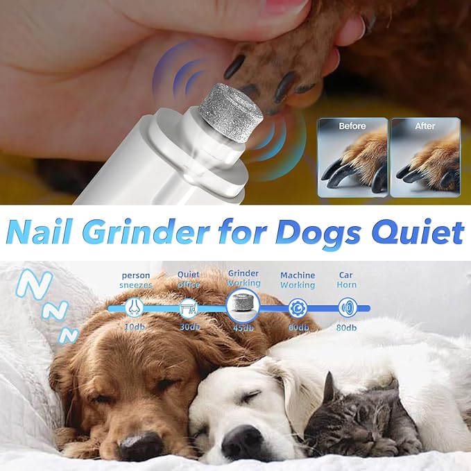 2 in 1 Dog Nail Clippers and Grinder with Lights & Cat Nail Clipper for Large Medium Small Dogs Cats Nail Trimmers USB Rechargeable with 2 LED Lights Dog Claw Care for Non-Black Nails-Mewly Pet
