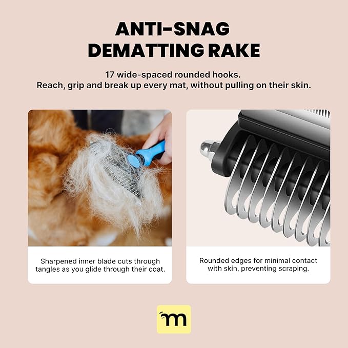 MalsiPree Dog Brush for Shedding - 2 in 1 Undercoat Rake Deshedding Tool for Medium to Large Double-Coated Dog Grooming - Pet Dematting Comb - Pet Deshedder (Blue)-Mewly Pet