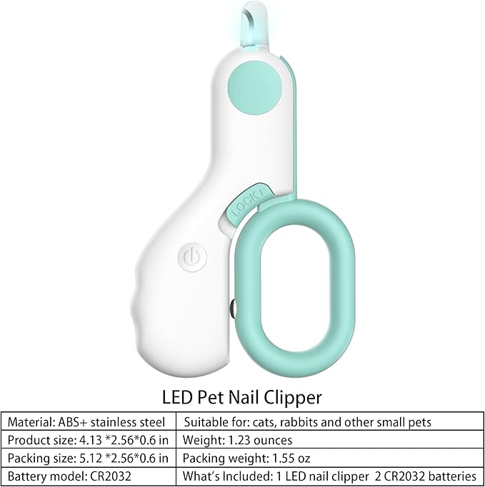 Pet Nail Clippers with LED Lights cat Nail Clippers for Indoor Cats Nail Trimmer Clippers for Small Dog Nail Trimmers Cats Rabbits Nail Clippers Bird Kittens (Blue)-Mewly Pet