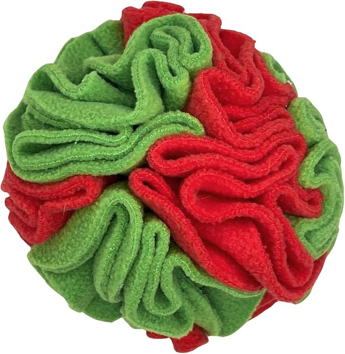 Puppy and Small Breed Snuffle Interactive Foraging Dog Puzzle Ball Toy Christmas Green and Red-Mewly Pet