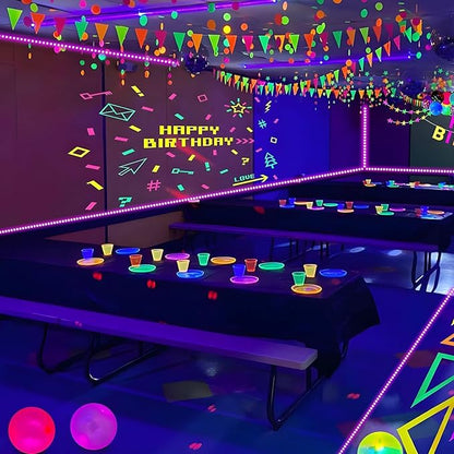 80ft Black Lights Strip with Remote, 1440 LEDs, 12V Flexible Blackights for Glow Party, Adjust Brightness, Delay Off, 3 Light Modes, Indoor Fluorescent Party, Stage Lighting