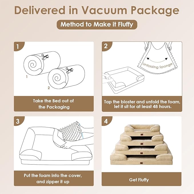 EHEYCIGA Orthopedic XL Dog Beds, Waterproof Memory Foam Dog Bed for Extra Large Dogs, Non-Slip Bottom and Egg-Crate Foam Big Pet Couch Bed with Washable Removable Cover, Graige-Mewly Pet