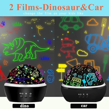 DQMOON Dinosaur Night Light for Kids, Projector with 8 Colors, 360 Rotation, Safe Materials, Ideal Birthday Gift