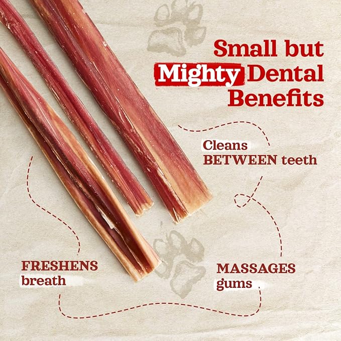 Natural Farm Pet Pizzle Bully Sticks (10 Inch, 12 Pack), Pixie Chew, Extra-Thin Pet Treats - Grain-Free, High Protein, Best Rawhide Alternative for Small, Puppies or Senior Dogs-Mewly Pet