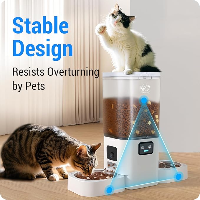 Automatic Cat Feeder with 2 Camera for 2 Cats: 5G WiFi Automatic Dog Feeder with Night Vision & Slow Feed, 7L Auto Cat Food Dispenser for Multiple Pet, Detachable for Easy Cleaning - 29 Cup-Mewly Pet