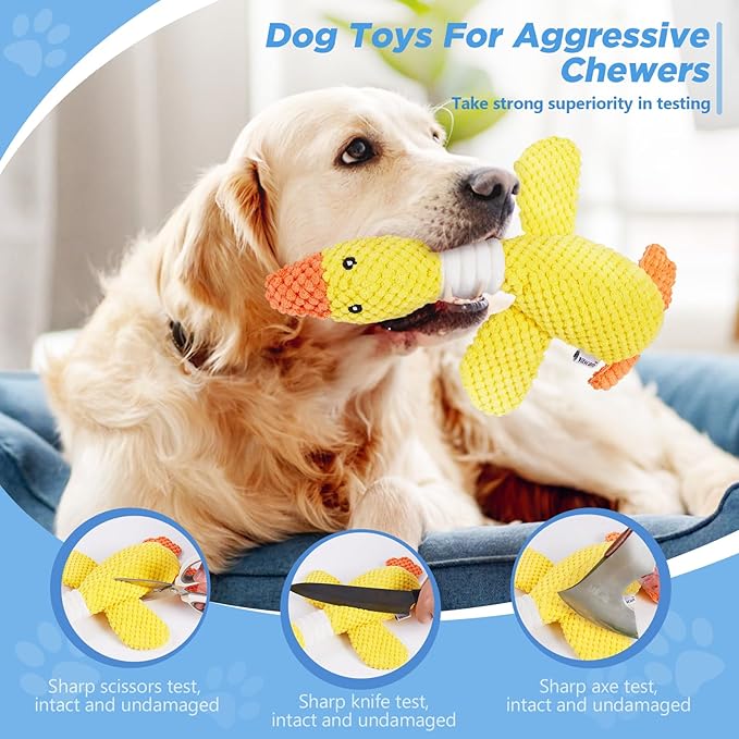 Vitscan Durable Dog Toys for Small Large Dogs, Dog Chew Toy for Aggressive Chewers, Tough Squeaky Interactive Dogs Toys for Puppies Plush Puppy Toys Goose Pet Toy Puppy Chew Toys for Teething-Mewly Pet